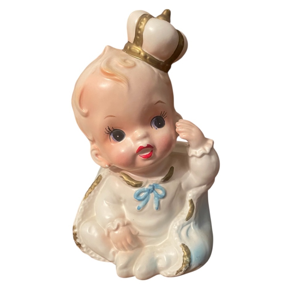 Vintage Relpo Baby Prince Crown Planter Japan